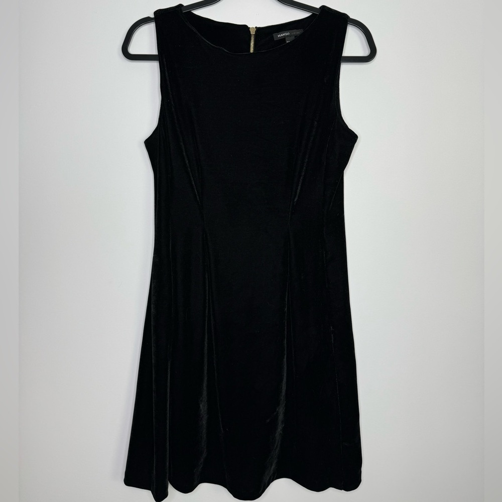 Mango black velvet mini dress size small